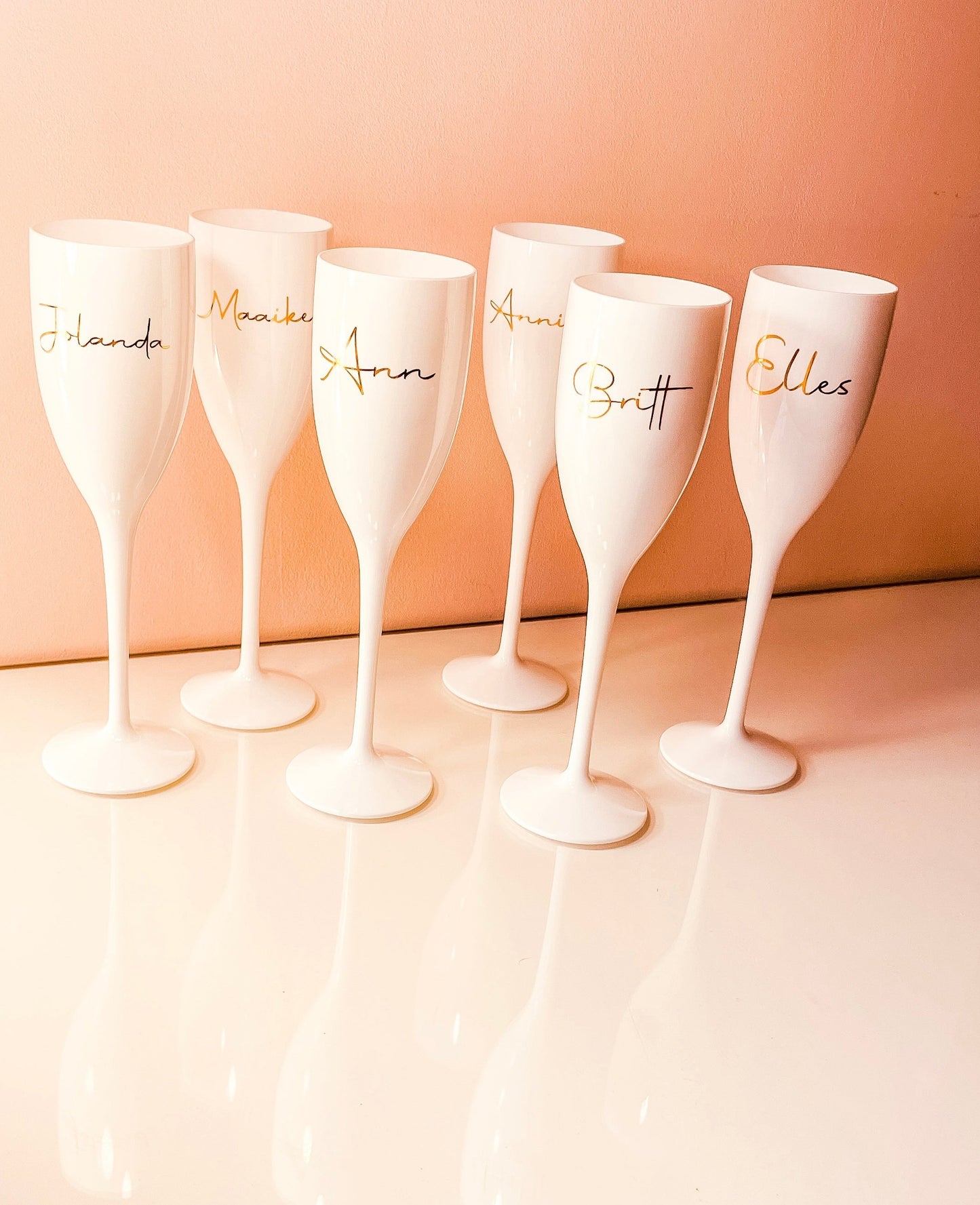 Gepersonaliseerd kunststof champagneglas